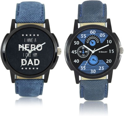E-Smart W06-02-07-COMBO Black and Blue Dial analogue Watch Combo for men Watch  - For Men   Watches  (E-Smart)