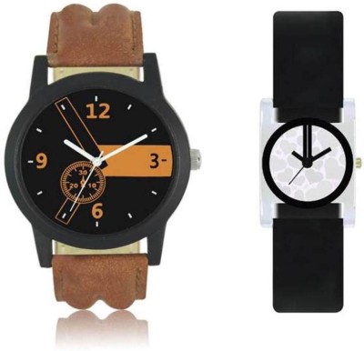 FASHION POOL GENTS & LADIES MOST STYLISH & UNIQUE ROUND ANALOG DIAL FAST RUNNING & MOST SELLING FASTRACK COUPLE COMBO WATCH WITH BLACK ORANGE MULTI COLOR DIAL & MOST UNIQUE SQUARE DIAL WATERMARK GRAPHICS WATCH HAVING BROWN LEATHER BELT WATCH & BLACK RUBBER BELT WATCH FOR PROFESSIONAL & PARTY WEAR WA   Watches  (FASHION POOL)