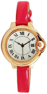 Talgo New Arrival Festive Season Special Off-White Colour Round Dial pink High Quality Genuine Leather Strap Party Wedding Watch | Casual Watch | Formal Watch | Fashion Wrist Analog Watch - For Girls