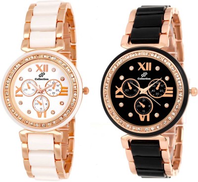 DP COLLECTION DpColl~706 Wht-Blk (Gold) Super Delight Combo Series Watch  - For Women   Watches  (DP COLLECTION)
