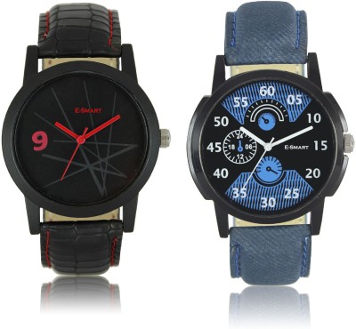 E-Smart W06-02-08-COMBO Black and Blue Dial analogue Watch Combo for men Watch  - For Men   Watches  (E-Smart)