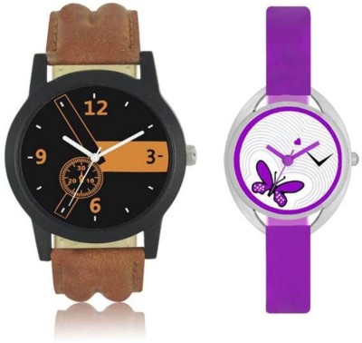FASHION POOL LORM & VALENTIN GENTS & LADIES MOST STYLISH & UNIQUE ROUND ANALOG DIAL FAST RUNNING & MOST SELLING FASTRACK COUPLE COMBO WATCH WITH BLACK ORANGE MULTI COLOR DIAL & MOST UNIQUE OVAL DIAL BUTTERFLY WATERMARK GRAPHICS WATCH HAVING BROWN LEATHER BELT WATCH & PURPLE COLOR RUBBER BELT WATCH F   Watches  (FASHION POOL)