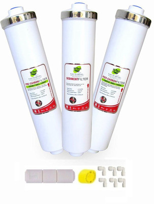 

BalRama RO Inline Filter Set Hitech Hi-Tech 2 x Carbon Filter + 1 x Sediment Filter + 6 x Elbow Connectors + 1 x Teflon Tape for Water Purifier RO Service Kit Solid Filter Cartridge(0.5, Pack of 10)