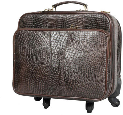 

Leather Bags & More... Malta Spinner Is A Luxurious Masterly Fabricated Genuine Leather Rich Brown Colour Cabin Stroller.(Exotic Nile Croco Leather). Trolley(Brown, 15 L)