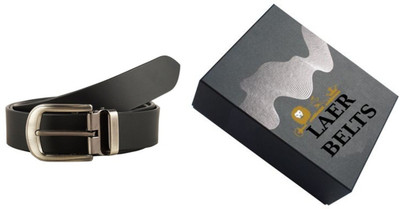 

LAER Men & Women Casual Black Genuine Leather Reversible Belt