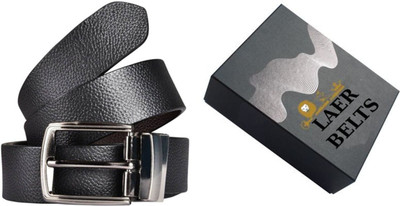 

LAER Men & Women Formal Black Genuine Leather Reversible Belt