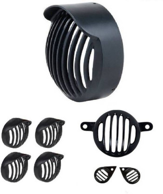 

CADEAU Shiny Black Royal Bullet Strong Metal Combo Bike Headlight Grill(Black)