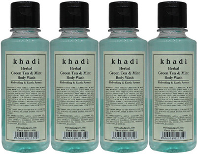 

Khadi Herbal Green Tea & Mint Body Wash(840 ml, Pack of 4)