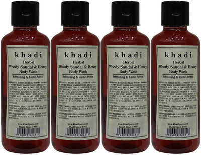 

Khadi Herbal Woody Sandal & Honey Body Wash(840 ml, Pack of 4)