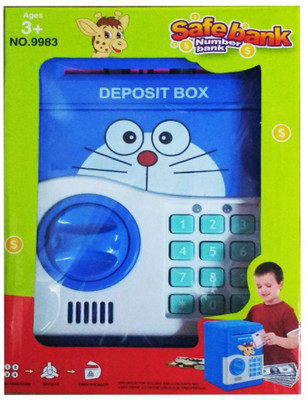 

SHRIBOSSJI Piggy Savings Bank with Electronic Lock ATM Coin Bank(Blue)