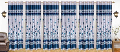 

Ville Style 275 cm (9 ft) Polyester Long Door Curtain (Pack Of 6)(Floral, Light Blue)