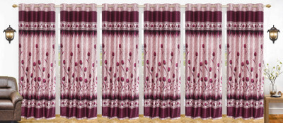 

Stella Creations 275 cm (9 ft) Polyester Long Door Curtain (Pack Of 6)(Printed, Red)