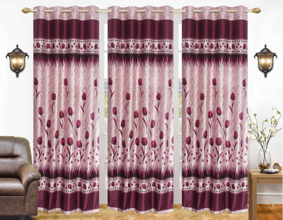 

Ville Style 214 cm (7 ft) Polyester Door Curtain (Pack Of 3)(Floral, Wine)