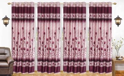 

Stella Creations 275 cm (9 ft) Polyester Long Door Curtain (Pack Of 4)(Printed, Red)