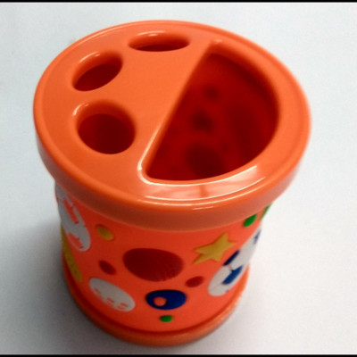 

Anant gift gallery 4 Compartments PLASTIC, MDF PEN STAND(Orange, Multicolor)
