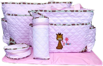 

Baby Bucket 5pcs/set Baby Diaper Bag Nappy Mummy Bag Print Maternity Handbag Changing Baby Messenger Bag Diaper Bag(Pink)