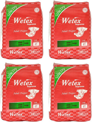Wetex SUPREME FOR WAIST SIZE 40"-55" INCHES Adult Diapers - L(40 Pieces)