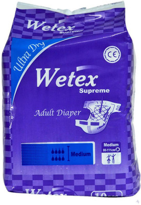 

Wetex SUPREME FOR WAIST SIZE 31"-44" INCHES Adult Diapers - M(10 Pieces)