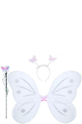 

Shreeji Decoration Birthday Party White Butterfly Wings Combo Set Hair Accessory Set, Hair Band(White)