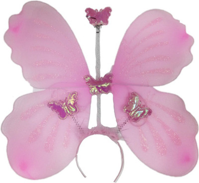 

Shreeji Decoration Birthday Party Pink Butterfly Wings Combo Set Hair Accessory Set, Hair Band(Pink)