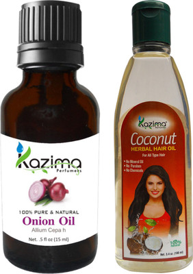 

KAZIMA Combo of Onion Oil 15ML and Coconut Herbal Hair Oil 100ML Anti Hair Loss Treatment, Maintains Healthy Scalp & Dandruff Control Hair Oil(100 ml)
