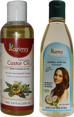 

KAZIMA Combo of Castor Oil and Jasmine Herbal Hair Oil (Each 100ML) Anti Hair Loss & Promote Hair Growth Hair Oil(100 ml)