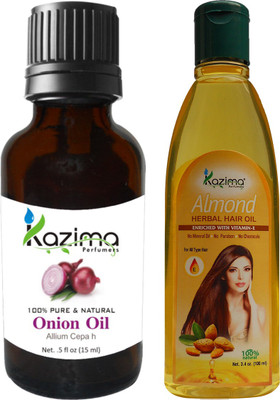 

KAZIMA Combo of Onion Oil 15ML and Almond Herbal Hair Oil 100ML Reduces Hair Fall, Hair loss control & Hair Growth Hair Oil(100 ml)
