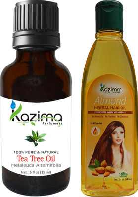 

KAZIMA Combo of Tea Tree Oil (15ML) and Almond Herbal Hair Oil (100ML) For Anti Hair Loss Treatment, Maintains Healthy Scalp & Dandruff Hair Oil(100 ml)