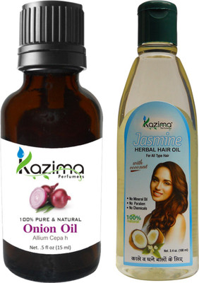 

KAZIMA Combo of Onion Oil 15ML and Jasmine Herbal Hair Oil 100ML Anti Hair Fall Control & Maintains Healthy Scalp & Promote Hair Growth Hair Oil(100 ml)