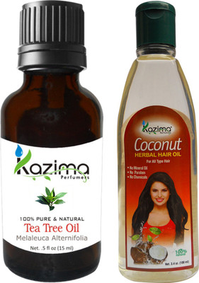 

KAZIMA Combo of Tea Tree Oil (15ML) and Coconut Herbal Hair Oil (100ML) Anti Hair Loss Treatment, Maintains Healthy Scalp & Dandruff Control Hair Oil(100 ml)
