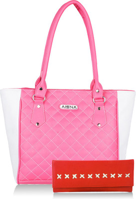 

Aisna Hand-held Bag(Pink, White)