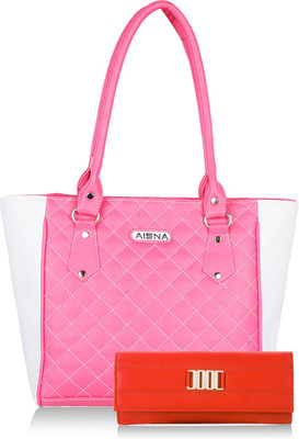 

Aisna Hand-held Bag(Pink, White)