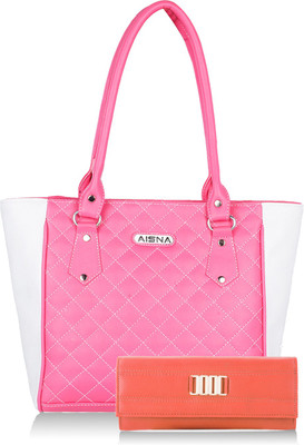 

Aisna Hand-held Bag(Pink, White)