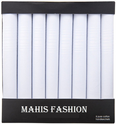 mahis fashion WHITE HANKY 8 [ White ] Handkerchief(Pack of 8)