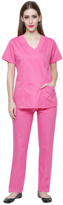 

Meded 100% cotton,V-Neck Top and Drawstring Cargo Pant, Comfort Fit (Large/40, Pink) Shirt, Pant Hospital Scrub(Pink L)