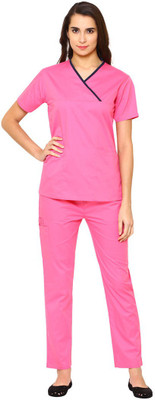

Meded 100% cotton,V-Neck Piping Top and Drawstring Cargo Pant, Comfort Fit (Large /40, Pink) Shirt, Pant Hospital Scrub(Pink L)