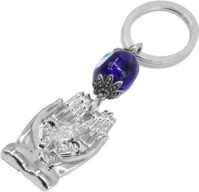 

Faynci First pray Ganesha pure Stainless Steel Face in Hand With Evil Eye Key Chain Key Chain
