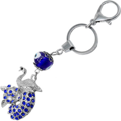 

Faynci Beautiful peacock with Evil Eye Keychain with Blue Crystals & Talisman Key Chain