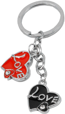 

Faynci Unique Red & Black Heart Shape with crystal Keychain for Birthday Gift, Friendship Gift Key Chain