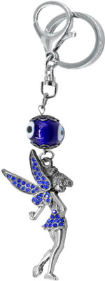 

Faynci Beautiful Pari with Evil Eye Stainless Steel Keychain with Blue Crystals & Talisman Key Chain