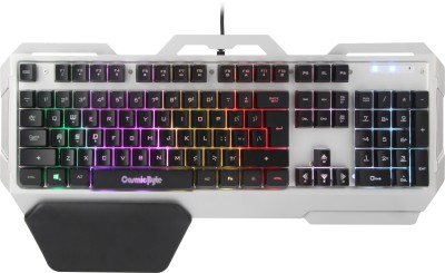 Cosmic Byte CB-GK-06 Galactic with Aluminum Body, RGB Backlit Keys, Braided Cable Wired USB Gaming Keyboard(Silver&Black)