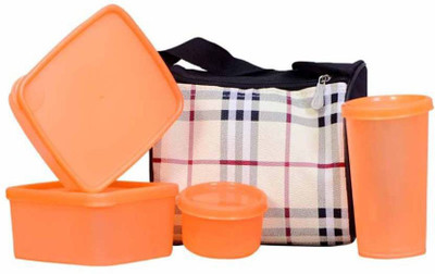 

Dealsnbuy Check04 4 Containers Lunch Box(400 ml), Multicolor