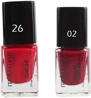 

Makeover Professional Nail Paint Cherry Red-26 , Nail Paint Hot Red-02 Multi(Pack of 2)