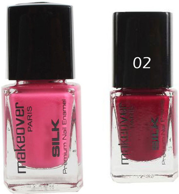 

Makeover Professional Nail Paint Natural Pink-24 , Nail Paint Hot Red-02 Multi(Pack of 2)