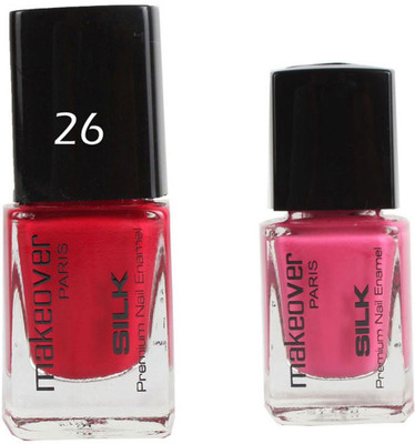 

Makeover Professional Nail Paint Cherry Red-26 , Nail Paint Natural Pink-24 Multi(Pack of 2)