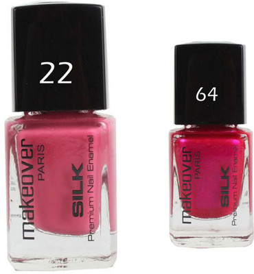 

Makeover Professional Nail Paint Glaze Pink Voltage-22 , Nail Paint Velvet Wine-64 Multi(Pack of 2)