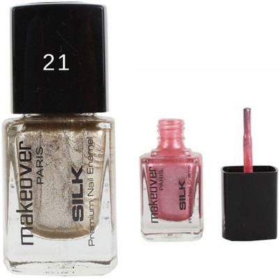 

Makeover Professional Nail Paint Hot Silk Golden-21 , Natural Pink-24 Multi Multi(Pack of 2)
