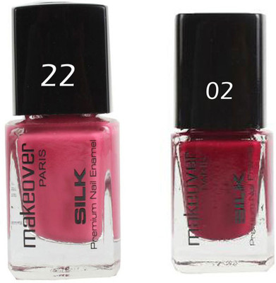 

Makeover Professional Nail Paint Glaze Pink Voltage-22 , Nail Paint Hot Red-02 Multi(Pack of 2)