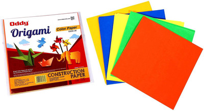 

ODDY Fluorescent 5 colors 6" x 6" Origami Paper(Set of 1, Blue, Red, Orange, Red, Green)