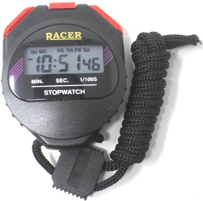 racer Digital Stopwatch 3 Button Triple Mode Function Waterproof Professional Stop Watch Chronograph Countdown Timer Handheld Sports Watch with Alarm & Date & Time(Black, Red)   Watches  (Racer)